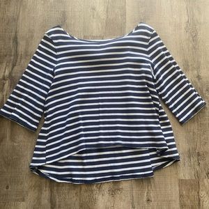 We the Free wide boat neck flowy sleeve striped high low hem shirt EUC relaxed